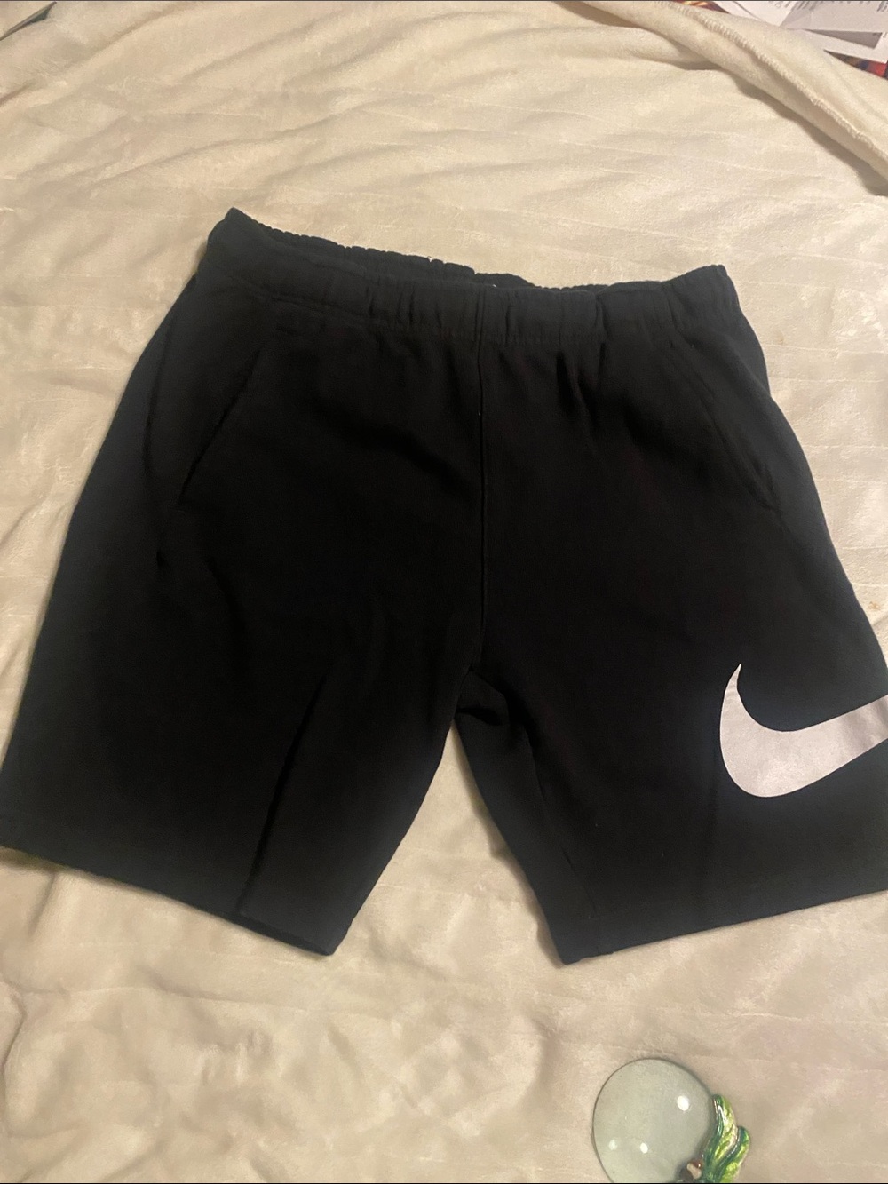Men’s Black Athletic Shorts with White Nike Logo (630)